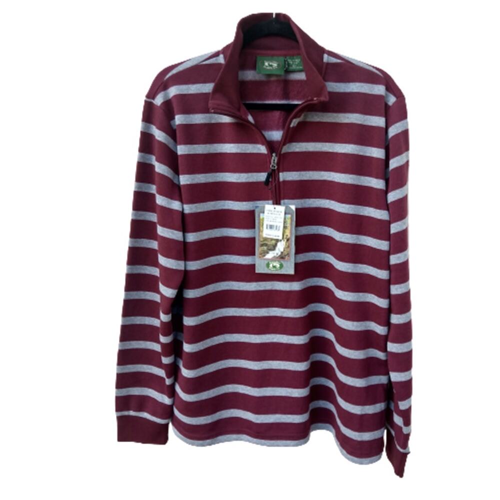 Stillwater Supply Fleece Shirt Mens Large Maroon Gray Stripes New MSRP $60